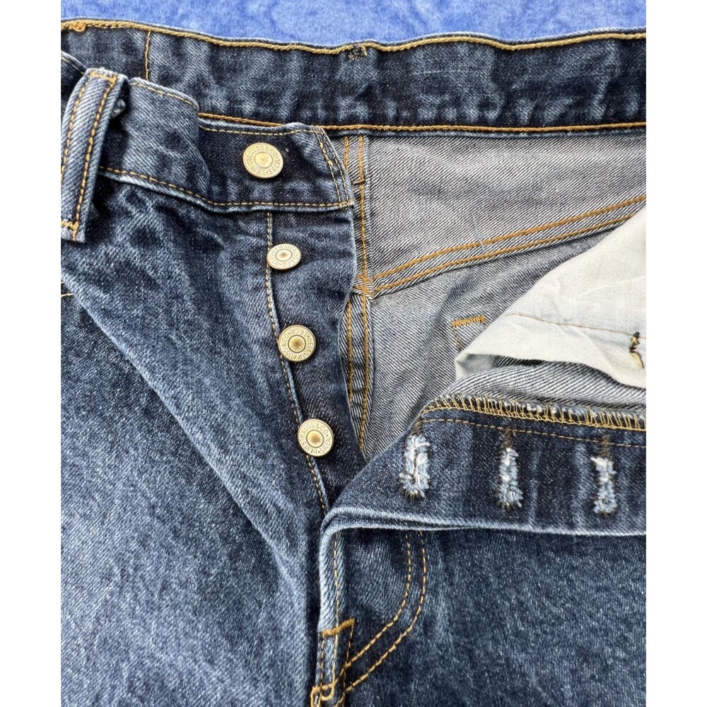 Levi 501 Men's Jeans Size 32x32 Blue Straight Denim Button Fly 100% Cotton - Picture 3 of 7